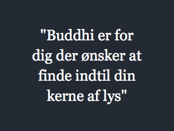 "Buddhi er for dig der ønsker at finde indtil din kerne af lys"